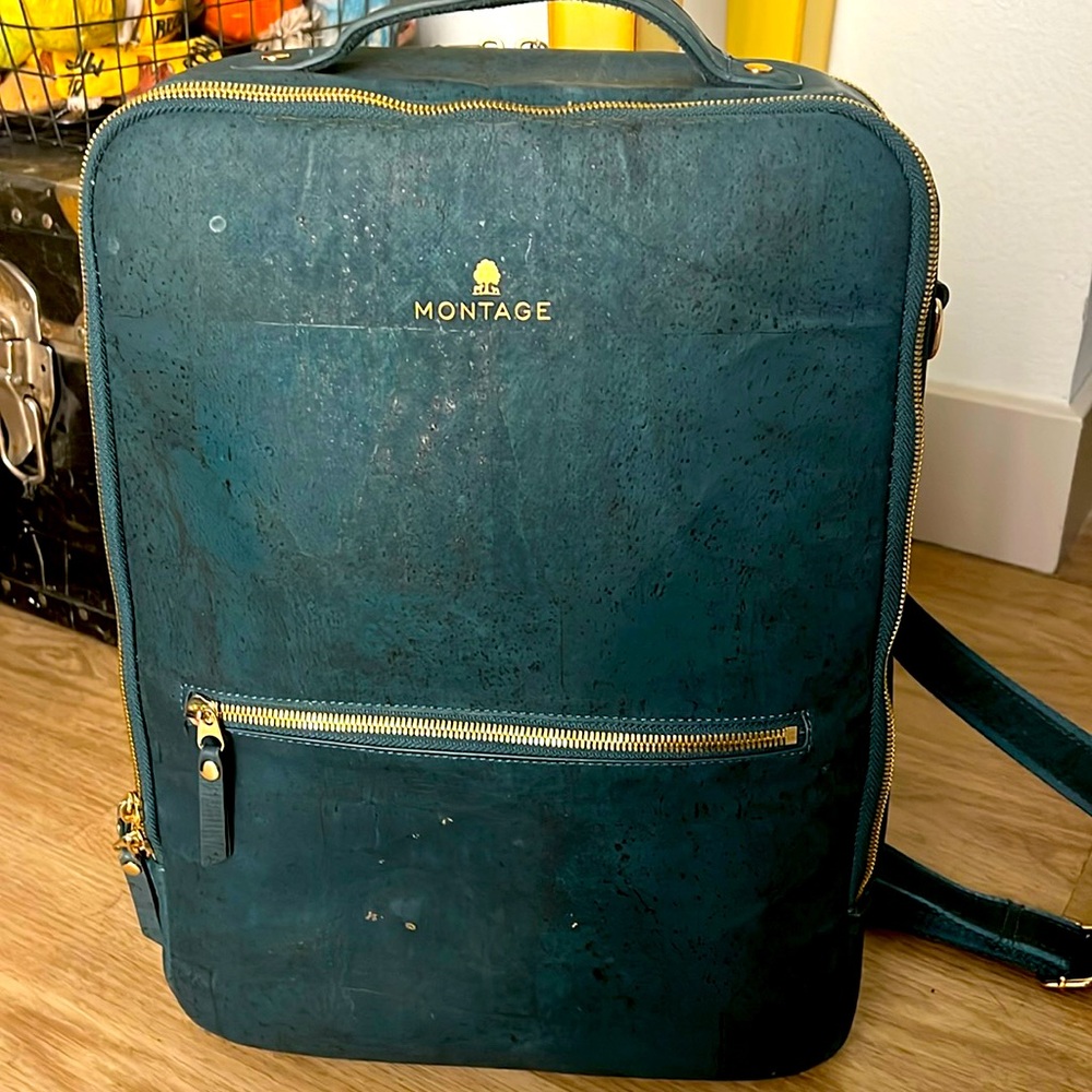 Teal cork skin Montage convertible backpack tote